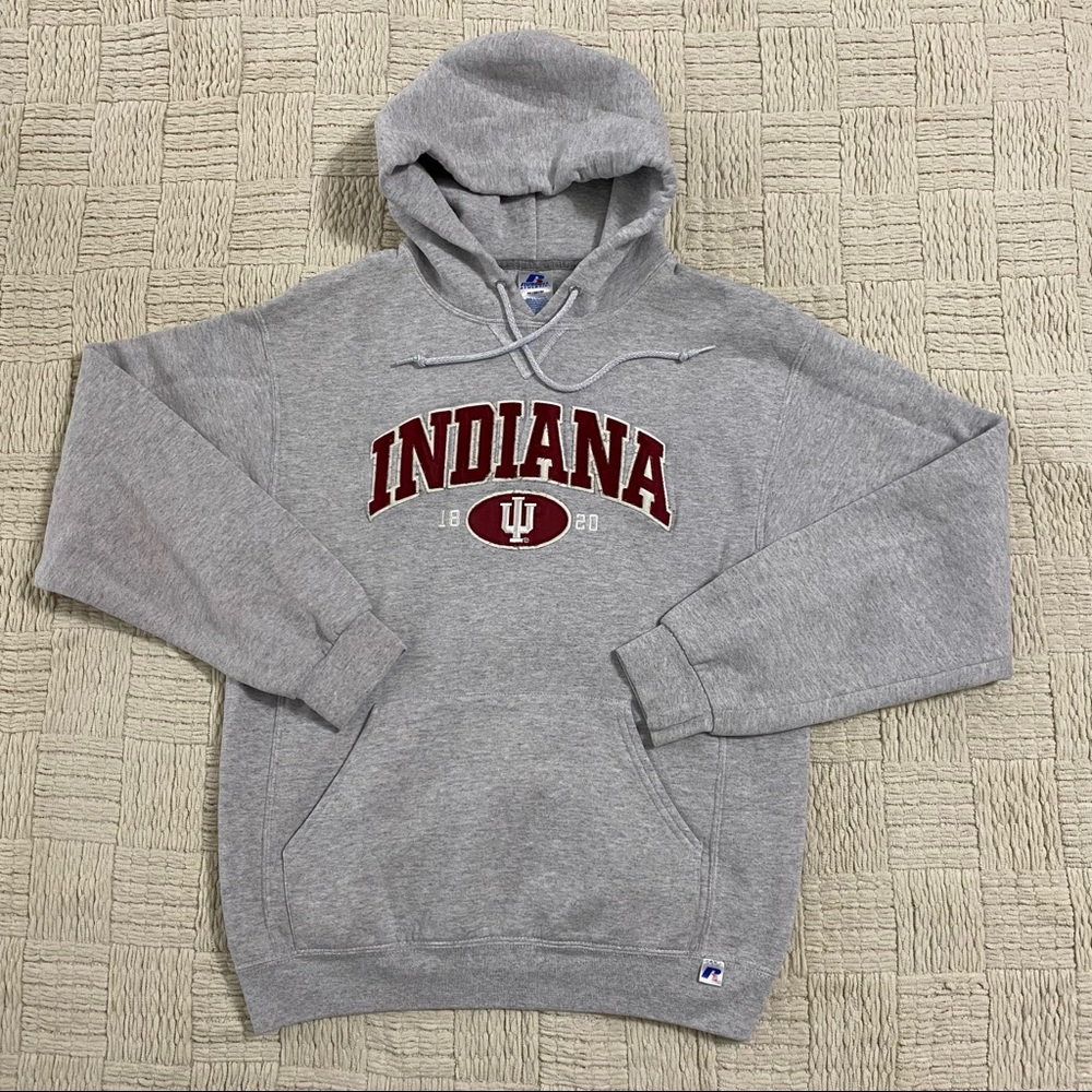 Russell Athletic VINTAGE Indiana University Hoosiers Grey Hoodie Adult Medium